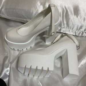 White Chunky Gothic 5inch Heels